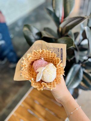 Lemon, lavender in a Buttercrisp Waffle Cones