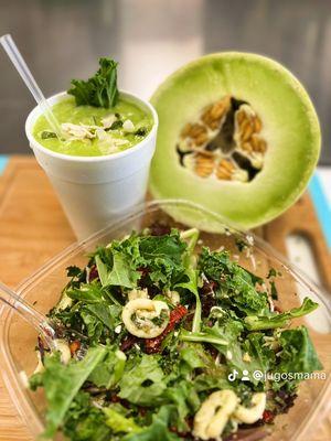 Kale salad and green smoothie