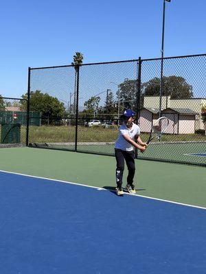 Anthony prepping to hit his powerful backhand