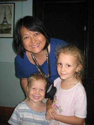 Dr Shimada    with some of her little patients