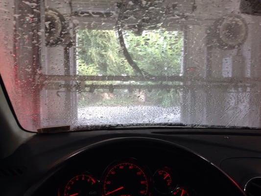 Inside the car wash