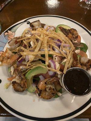 Shiitake salad with shrimp added