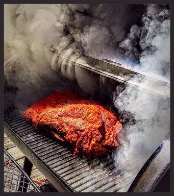 Smoked Brisket  Smoked anywhere from 18-20+ hrs. Before making into your plate! USDA Prime meat!