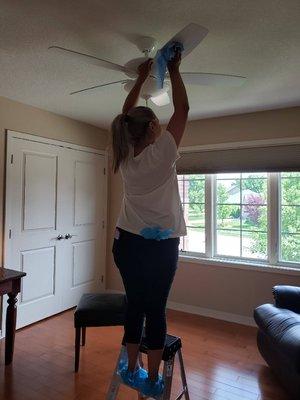 Iowa D Clean LLC 
We do ceiling fans,blinds anything you request we will do it..