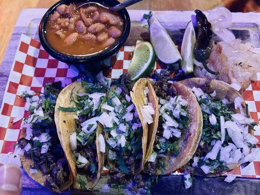 Mini Tacos de asada, I'm a taco connoisseur and these were some of the best I've had!