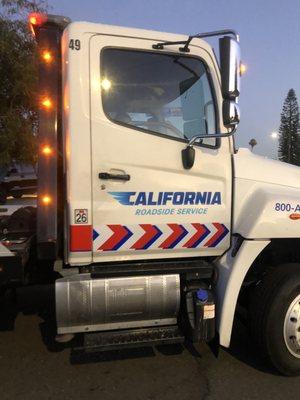 California Roadside Service truck he was driving