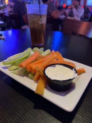 When you order wings they bring out carrots and celery as an appetizer. Yum!