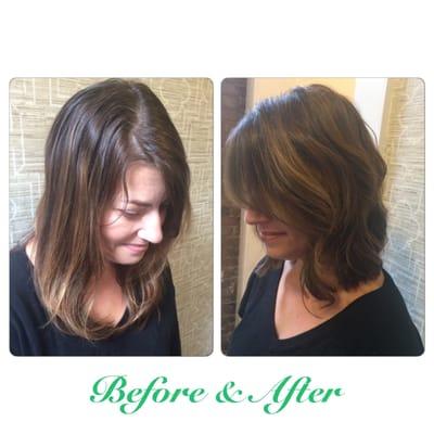 Look at this beautiful update for Melissa! She wanted a new shape for her hair and fresh dimension. We think it turned out beautifully!