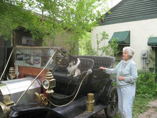 LaVerna, our 1910 Ford and dog Laddie