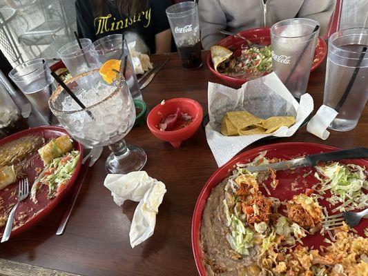 Tacos, enchiladas and combo, jumbo margarita