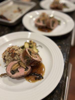 Apple-Chard Stuffed Pork Tenderloin with Apple-Rosemary Jus