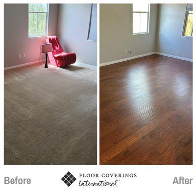 Replaced carpet in guest bedroom with hardwood flooring