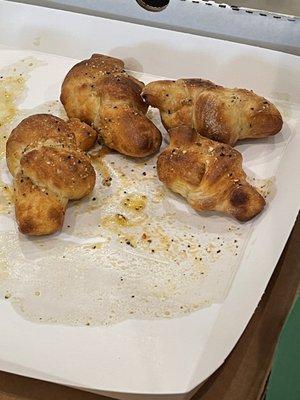 Garlic Knots. Two missing because these are irresistible!!