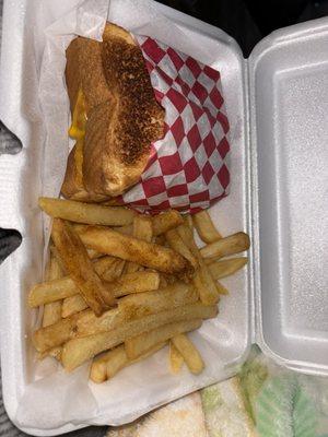 Grilled Cheese Sandwich and French Fries