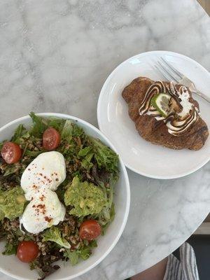 Grains bowl and key lime croissant