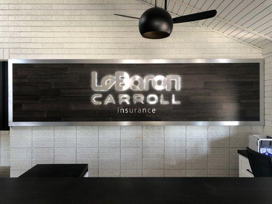 LeBaron & Carroll lobby sign created by Sierra Signs