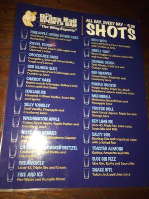 Shot menu