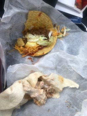 Ranch chicken roller and broken taco