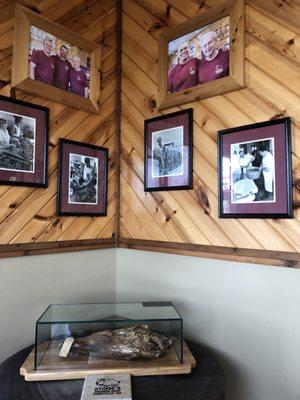 The lobby is filled with memorabilia telling the history of the shop.