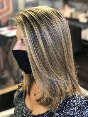 Golden caramel highlights with long layers