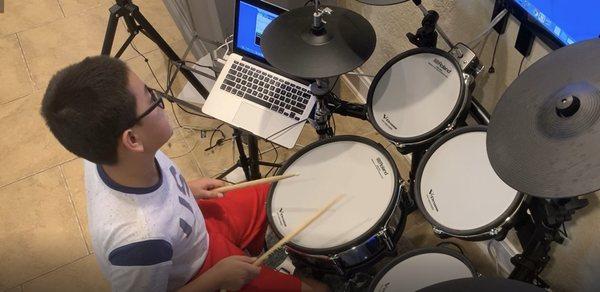 Drum set student