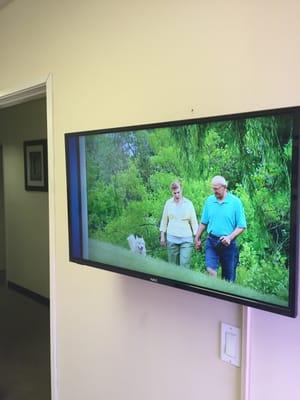 Check out our high-definition flat-screen T.V. in our lobby.  If there is any waiting to do, you'll be entertained in the meantime.