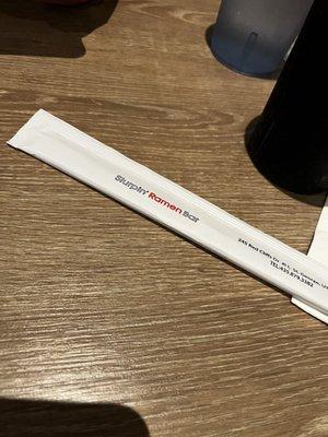 Cute marketing on their chopsticks!