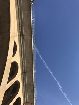 Looking up at Key Bridge from the front of the boat