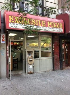 Exclusive Pizza from sidewalk.