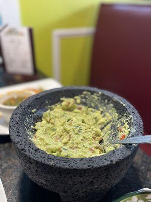 Table side, homemade guacamole! Very tasty!