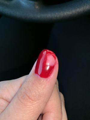 Gel manicure falling apart same day.