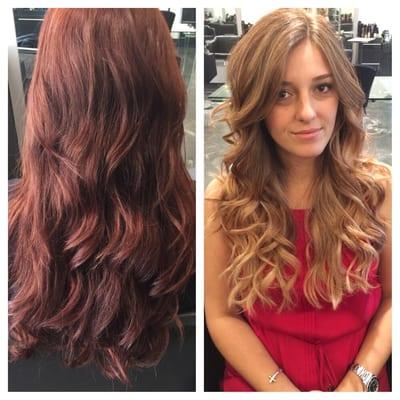 Transformation 5/26/16 color and styled by Nicole red to dirty blonde