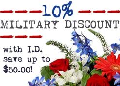 Military Discount: show military I.D. for 10% off your order, up to $50! Multiple purchases for 1 event = 1 order. Thank you!