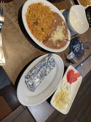 Beans Rice and Fajita Toppings