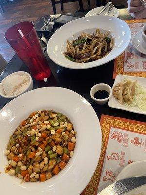 Kung pao chicken and Mongolian beef