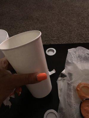 The size of the cup for my 5 fries