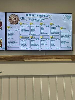 Freestyle "make your own" waffle menu