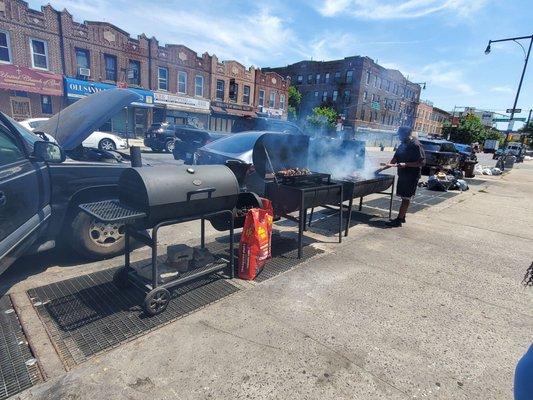 The smokers grilling the meat