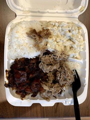 Half molokai half luau pig - notice rice under the meat.