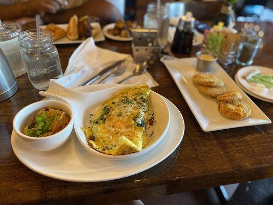 Omelette, hash brown casserole, and fried green tomatoes, and it was all delicious!