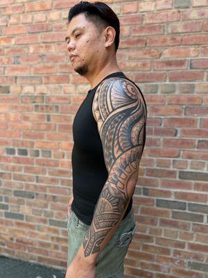 Custom freehand Polynesian tribal tattoo done by Tommy Email us today viennatattoos@gmail.com