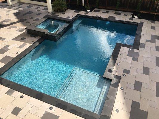 Swimming pool built by Diablo oasis pools in Ruby Hill California. Pleasanton California