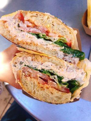 Salmon salad sandwich