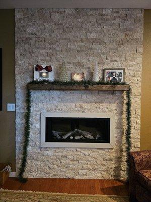 Living room fireplace install by Greg and Brandon from Gallery of Fireplaces.