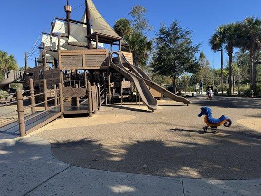 View of the ship's front end from the swinging bench(for adults/parents to chill-lax while supervising the kiddos)on a cold day 11/20/24