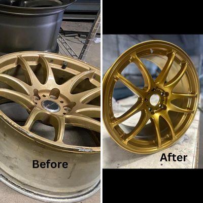 Before and after powder coating.