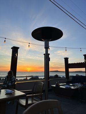 Outside patio at sunset