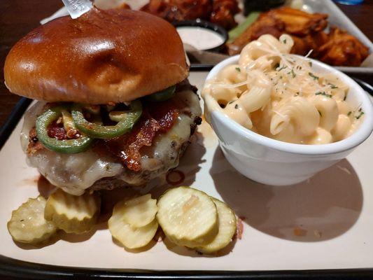 Tiger Burger with Mac and Cheese