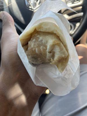 Tiny 12$ Breakfast burrito It be different if it was steak eggs and potato and chorizo smh