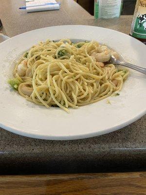 Linguine and shrimp. Delicious